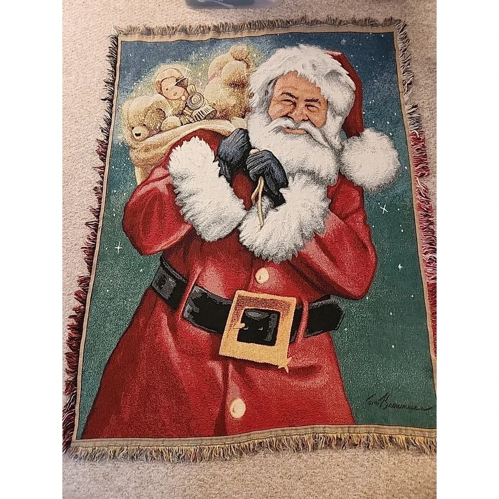 Browning Special Delivery Santa Toys Sparkle Tapestry Woven‎ Throw Afghan USA